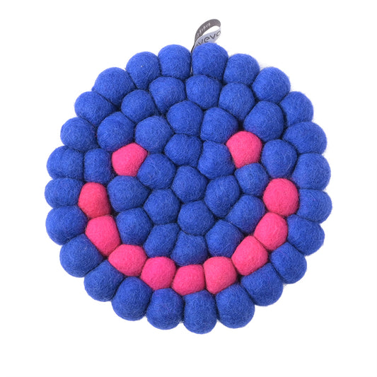 Trivet Round - Smiley Blue