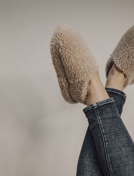 Wool Siberian Slippers - Beige