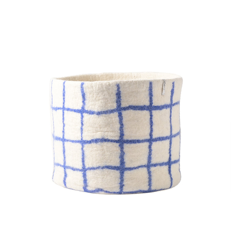 Flower Pot XL - Thin-checked Blue