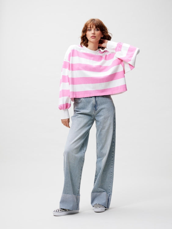 LAST ONE in 34- Oversized Striped Longsleeve - Rosebloom