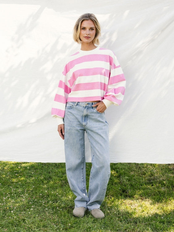 LAST ONE in 34- Oversized Striped Longsleeve - Rosebloom
