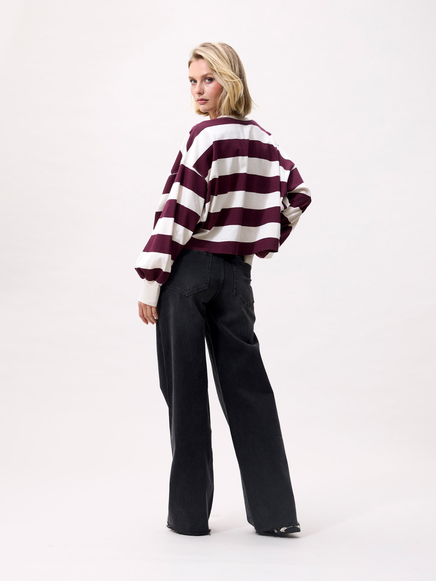 Oversized Striped Longsleeve - Merlot