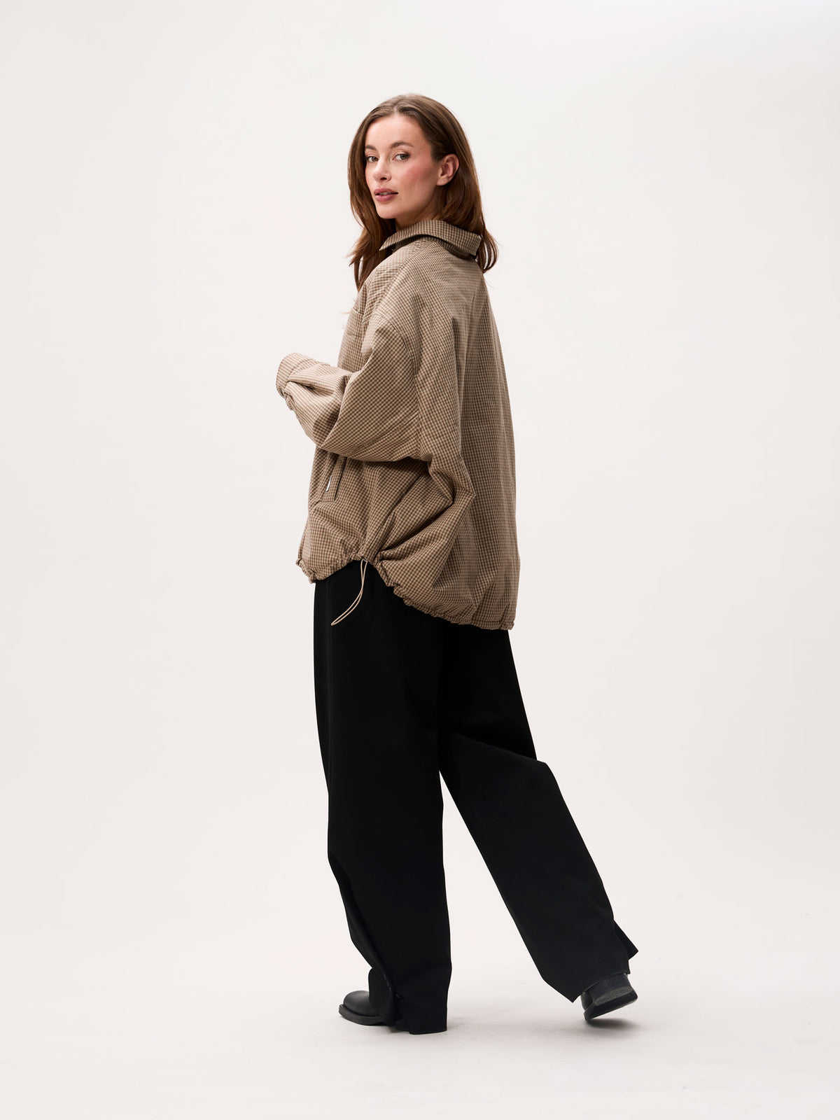 Light Padded Check Jacket - Caramel