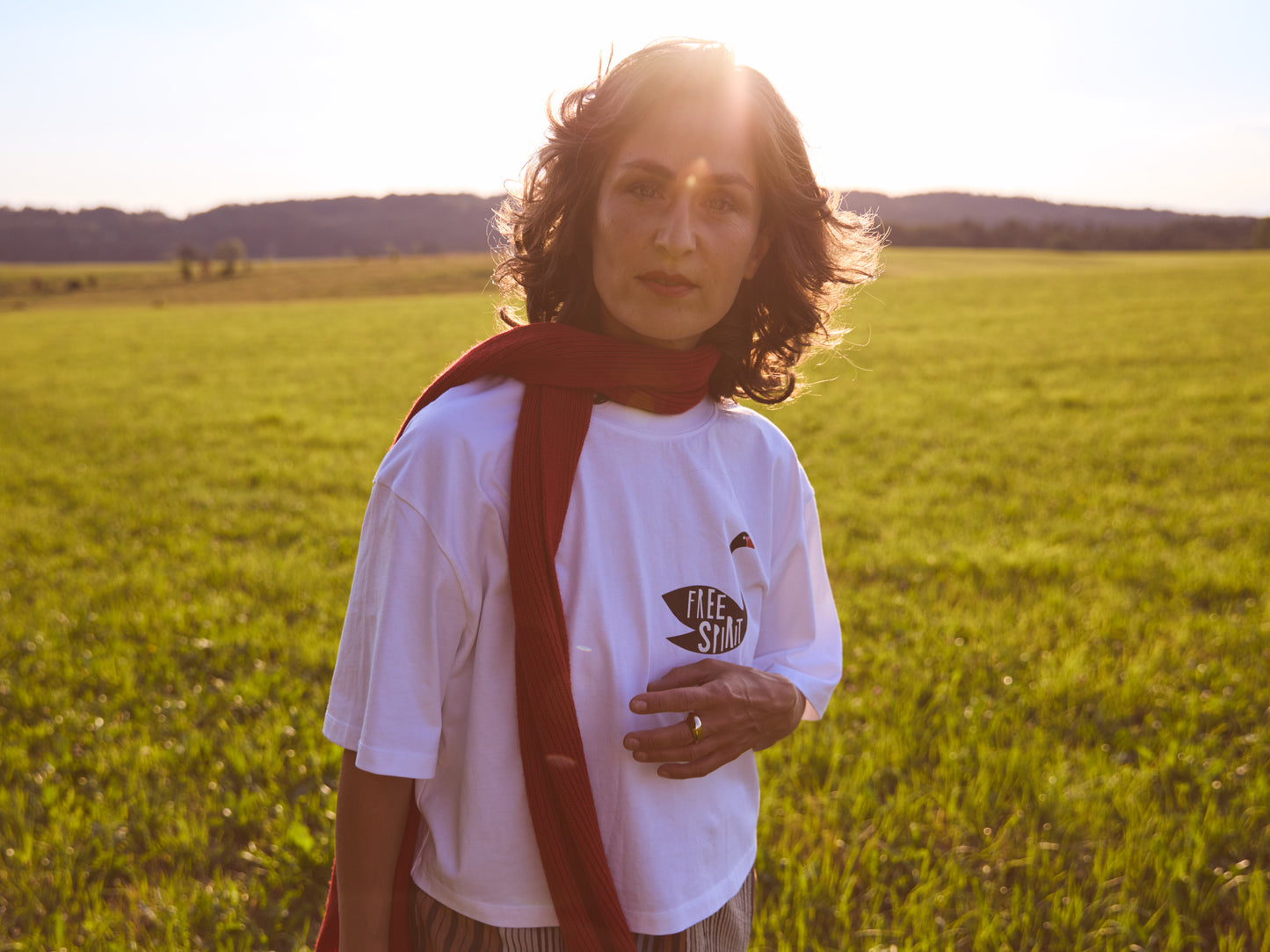 Oversized Statement T-shirt FREE SPIRIT - Off-White