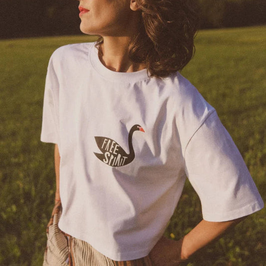 Oversized Statement T-shirt FREE SPIRIT - Off-White