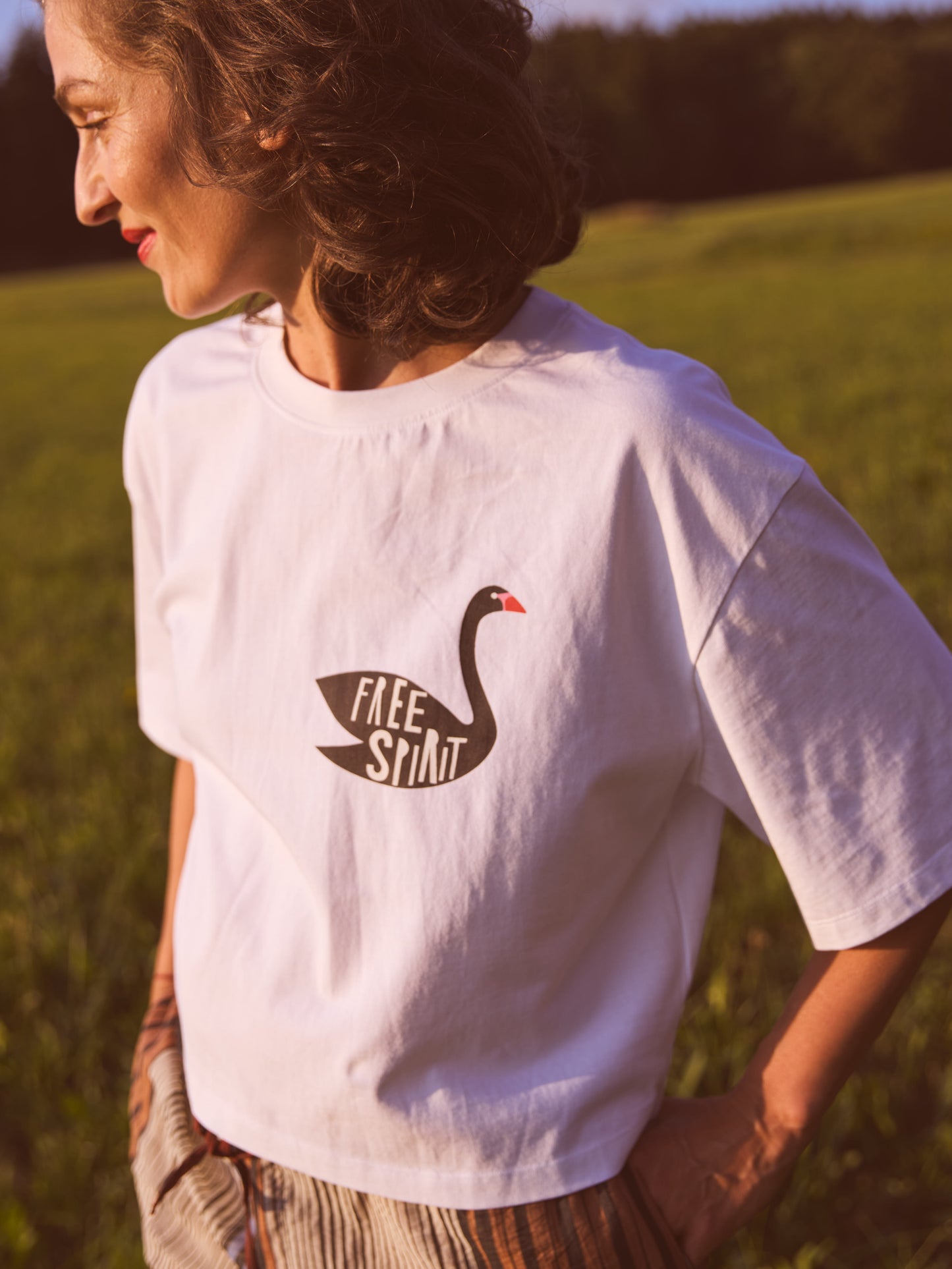 Oversized Statement T-shirt FREE SPIRIT - Off-White