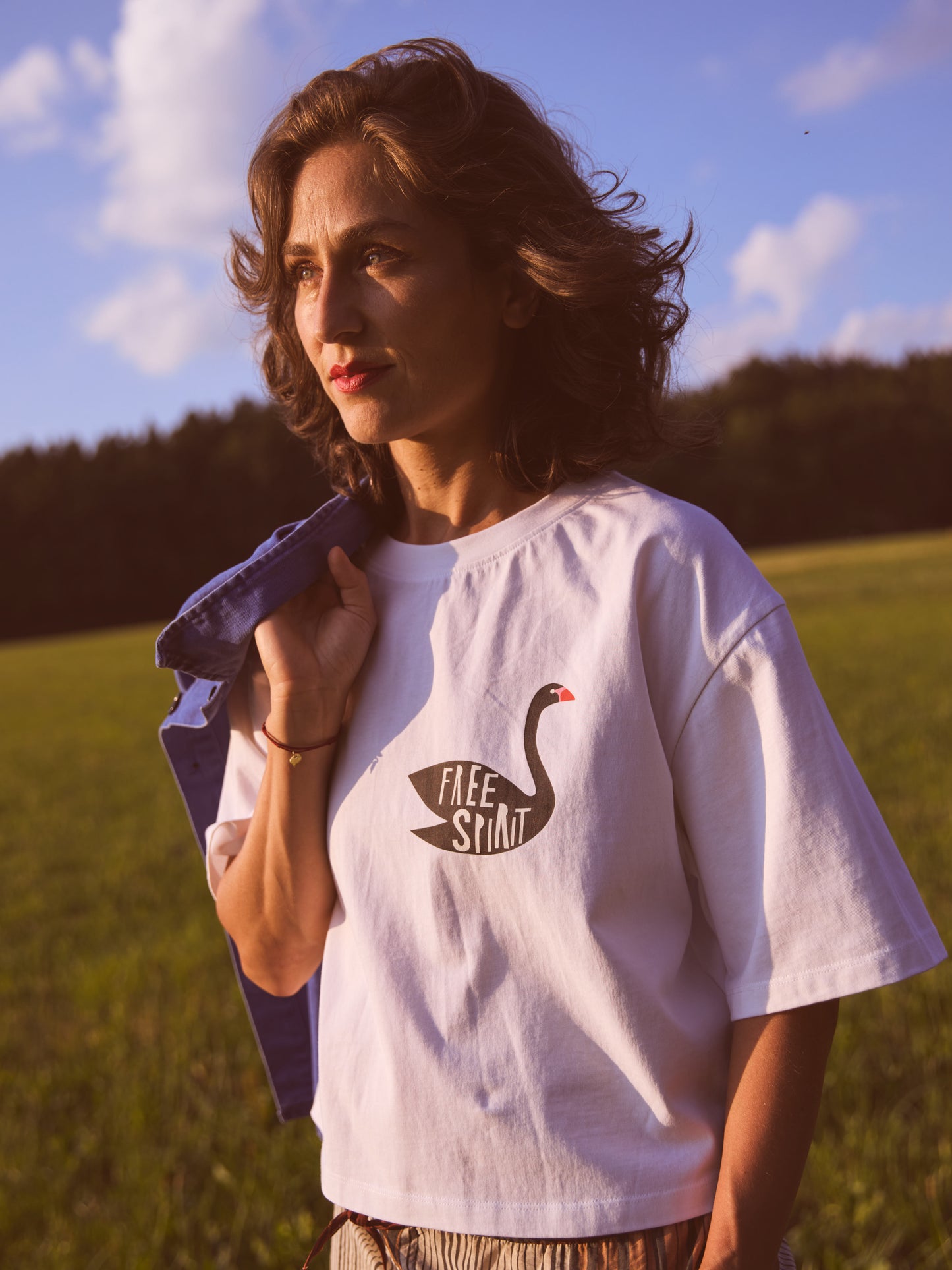 Oversized Statement T-shirt FREE SPIRIT - Off-White
