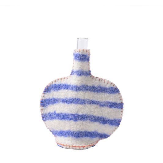 Wool Vase - Round / Blue Stripes