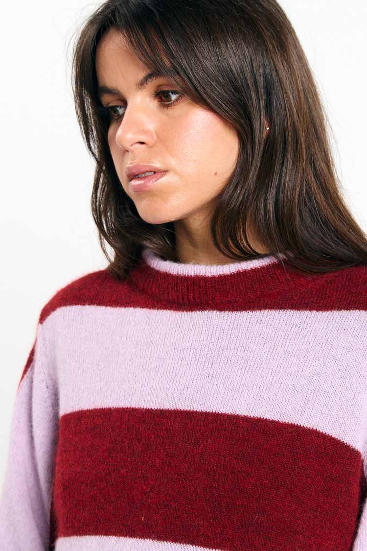 Babol Alpaca Jumper - Striped Brick
