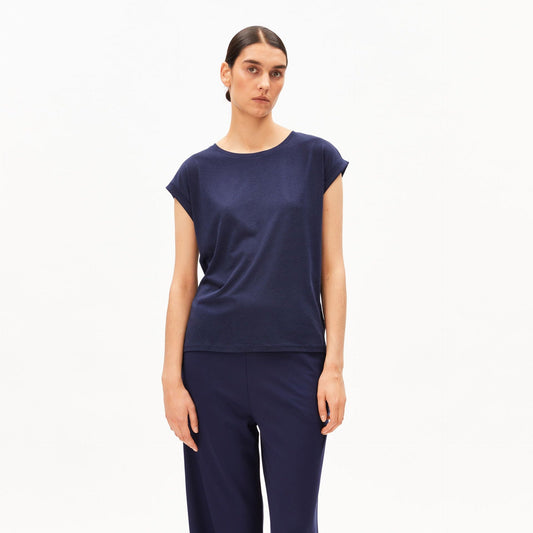 Jilaana T-Shirt Tencel Mix - Tinted Navy