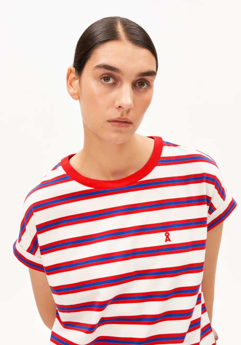 Idaara Striped T-shirt - Oatmilk/Mars Red/Dynamo Blue