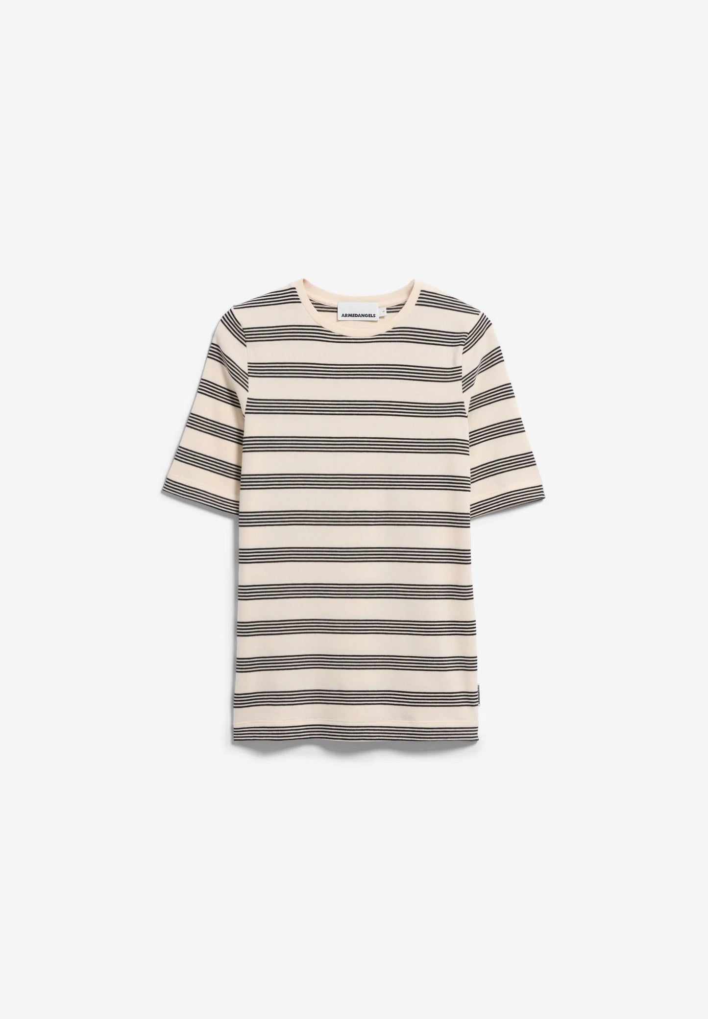 Jaanisara Fine Stripe T-Shirt - Oatmilk/Black