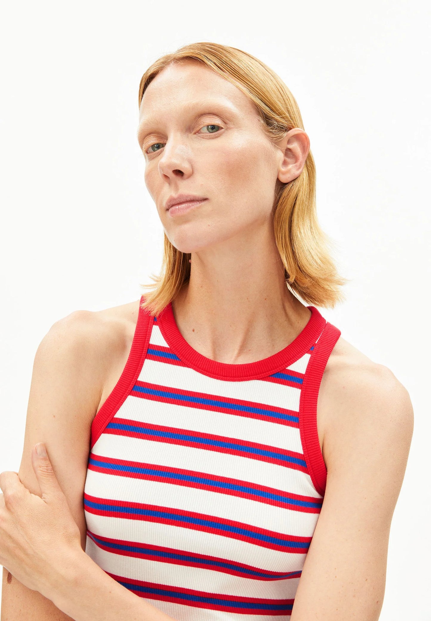 Kanitaa Top Striped - Oatmilk/Mars Red/Dynamo Blue