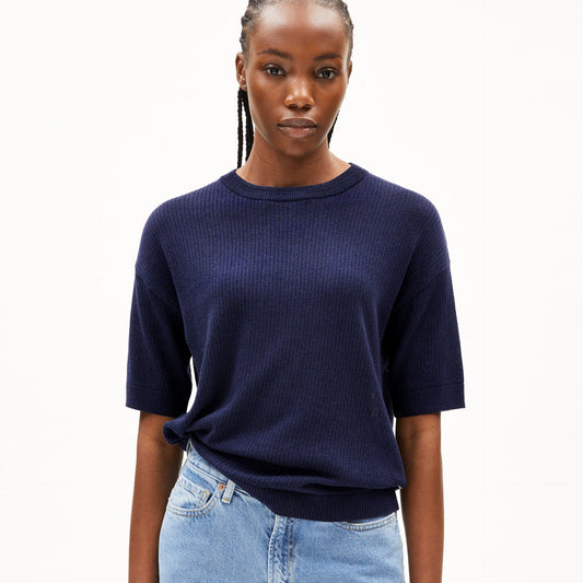 LAST ONE in M - Lizaa Lino Top - Tinted Navy
