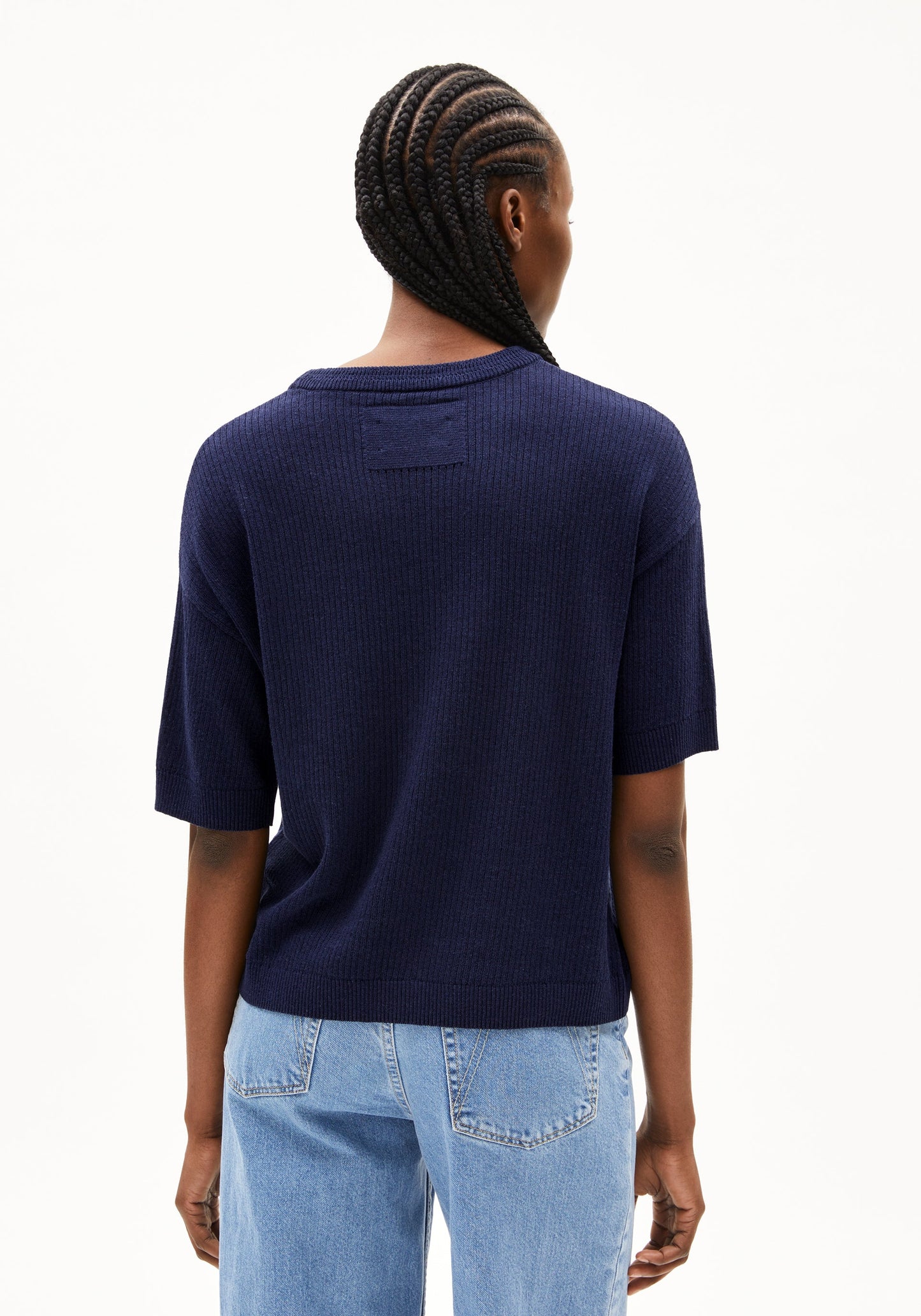 LAST ONE in M - Lizaa Lino Top - Tinted Navy