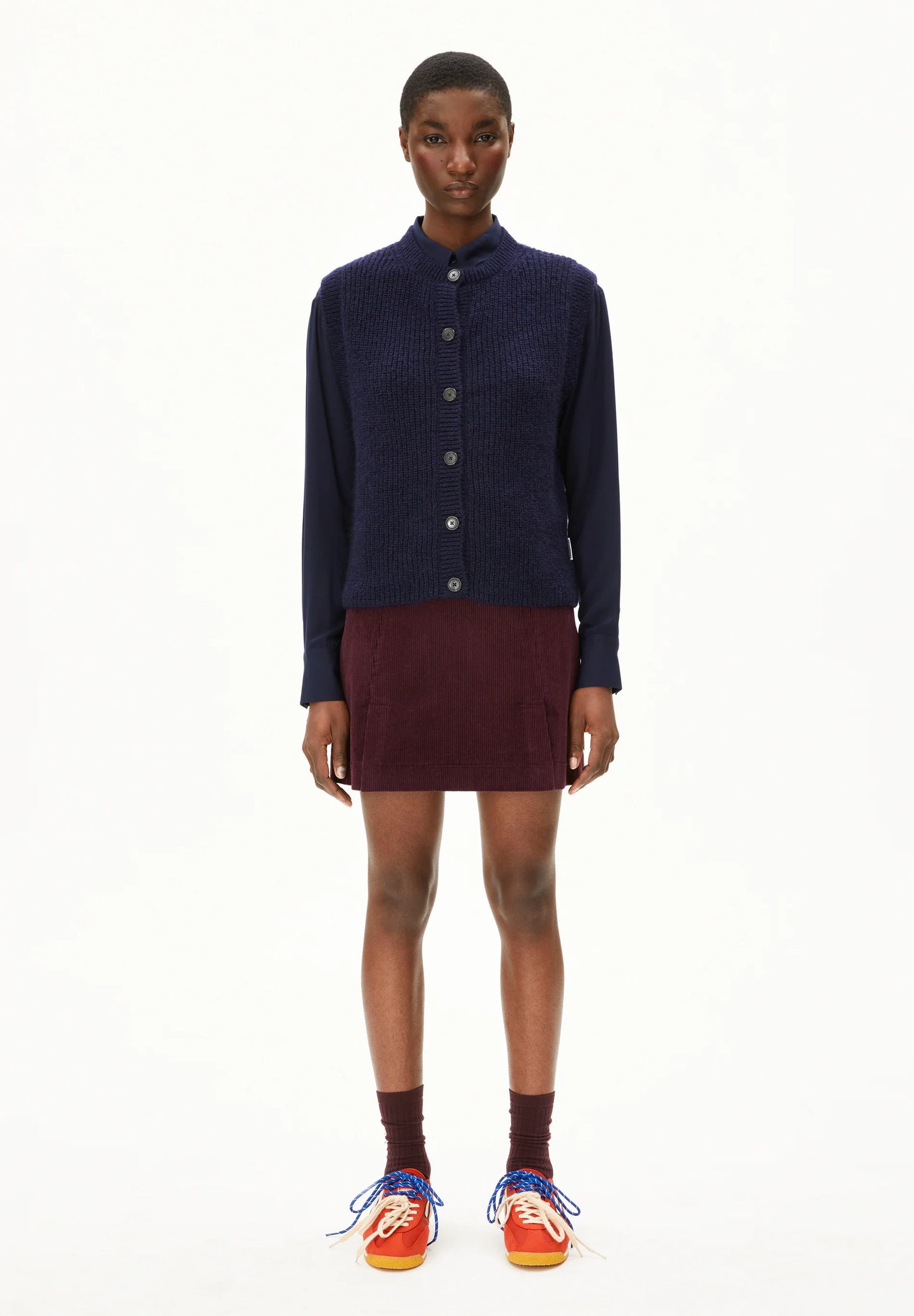 Zalaiaa Corduroy Skirt - Dark Cranberry