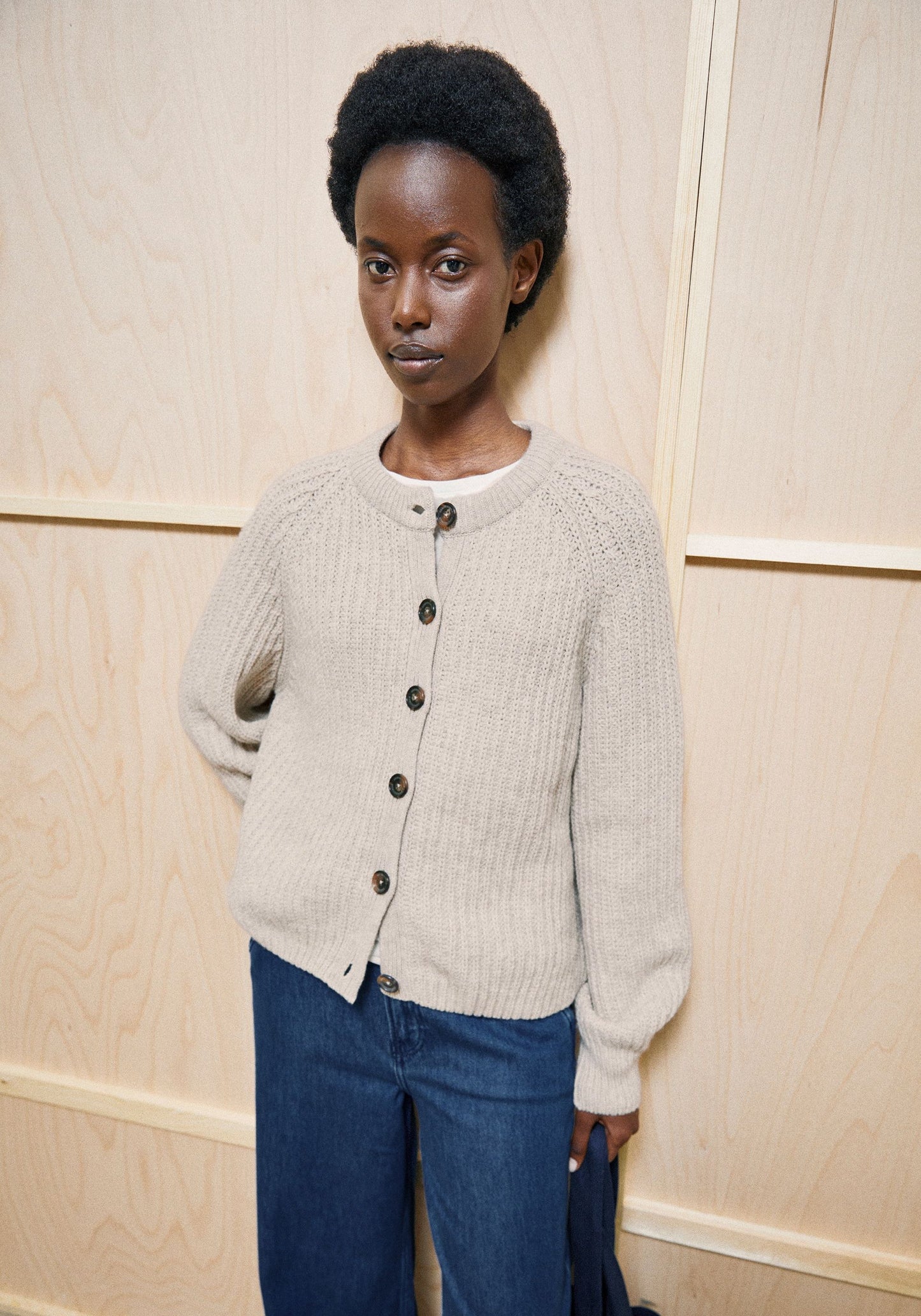 Rib Knit Cardigan - Honey Melange