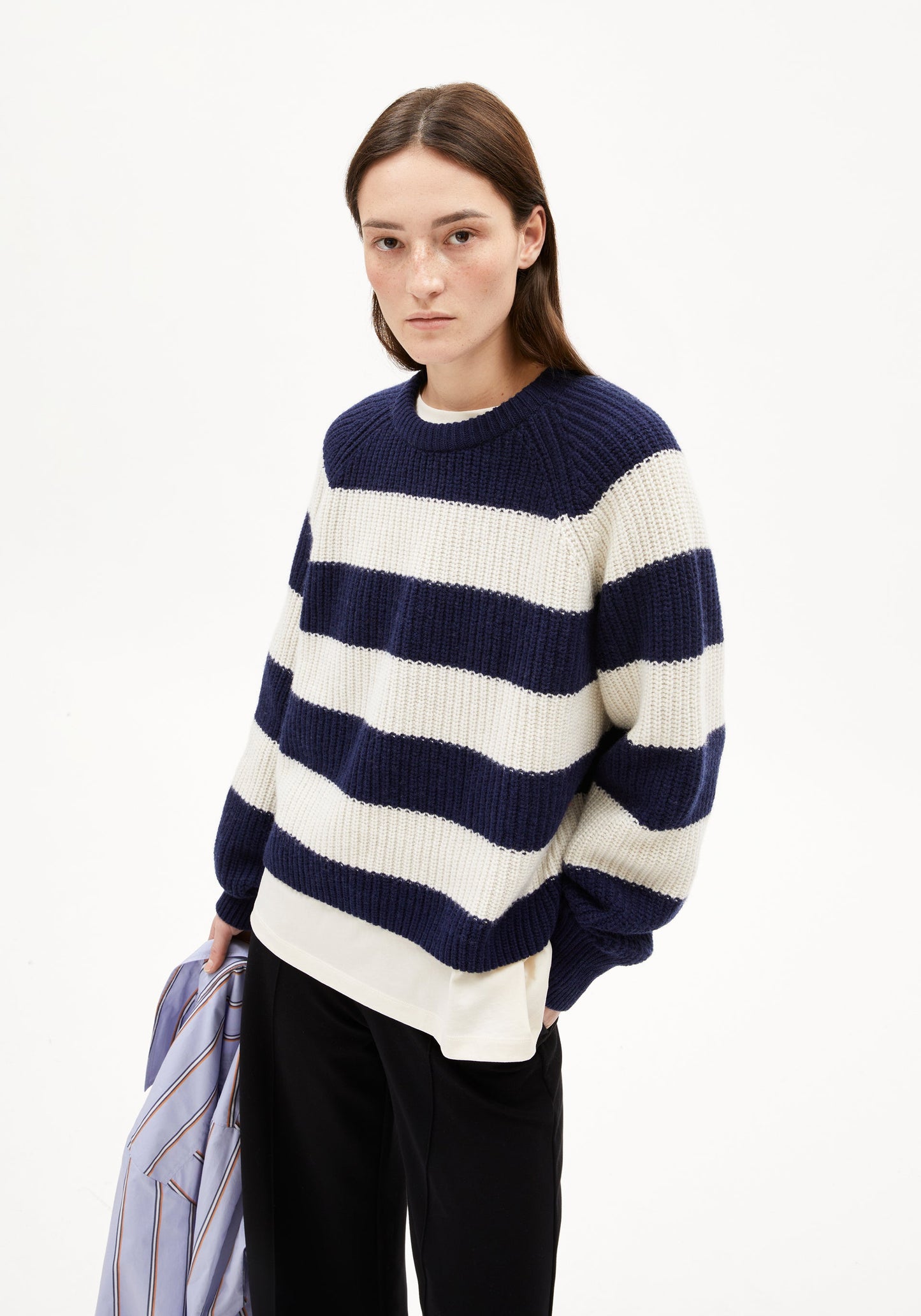 Kaagi Stripes Sweater - Tinted Navy