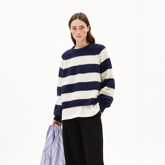 Kaagi Stripes Sweater - Tinted Navy