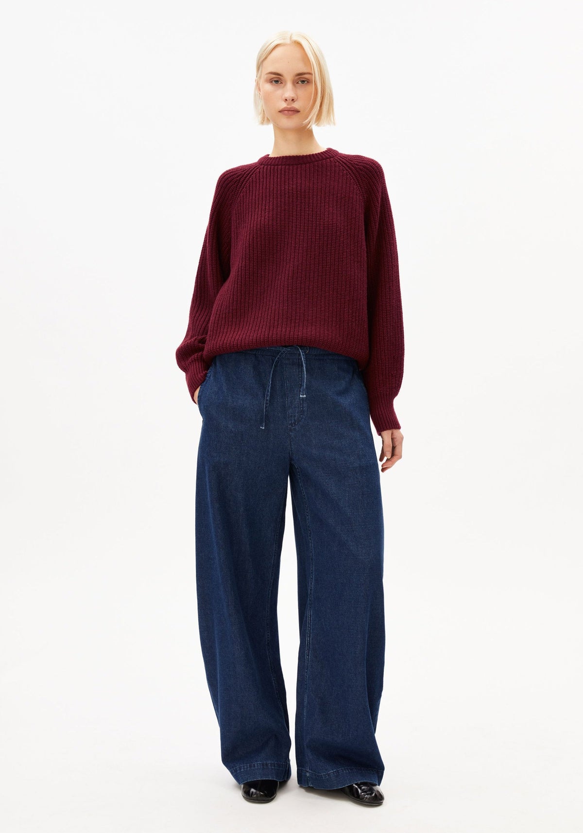 Rib Knit Sweater - Velvet Red