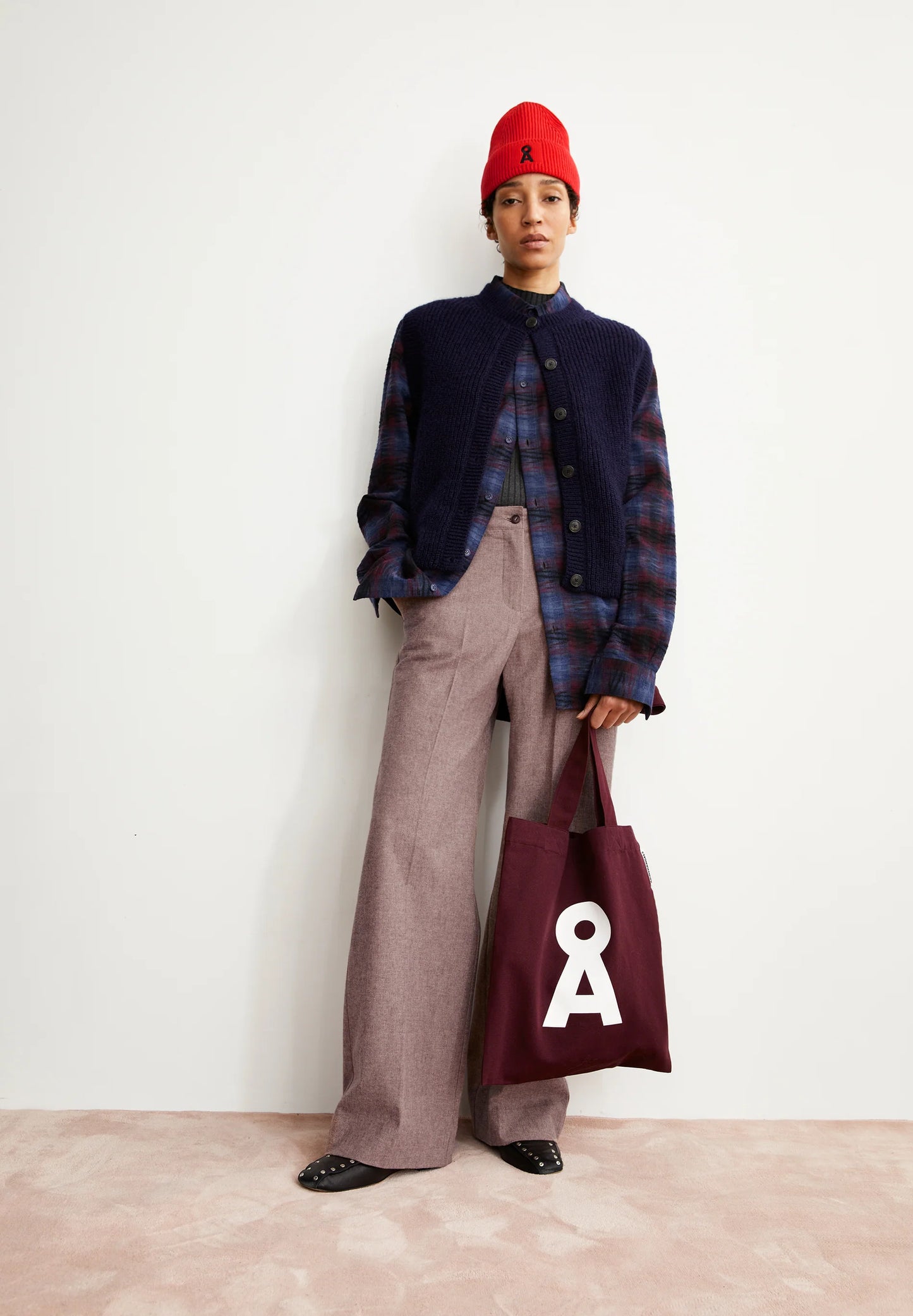 Leandraa Handaas Woven Pants - Pure/Dark Cranberry