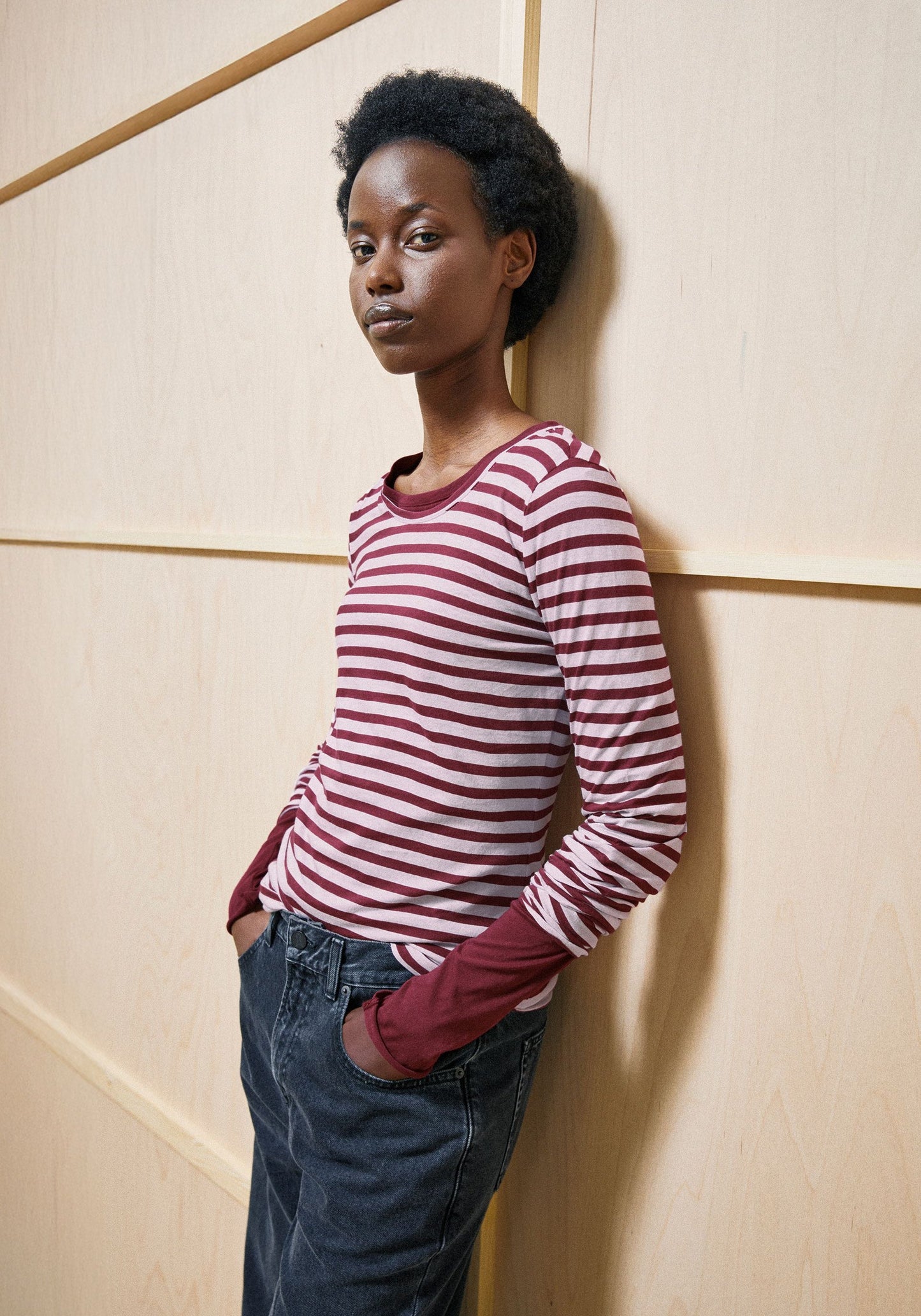 Einiaara Stripe Longsleeve - Moonlit Lilac/Velvet Red
