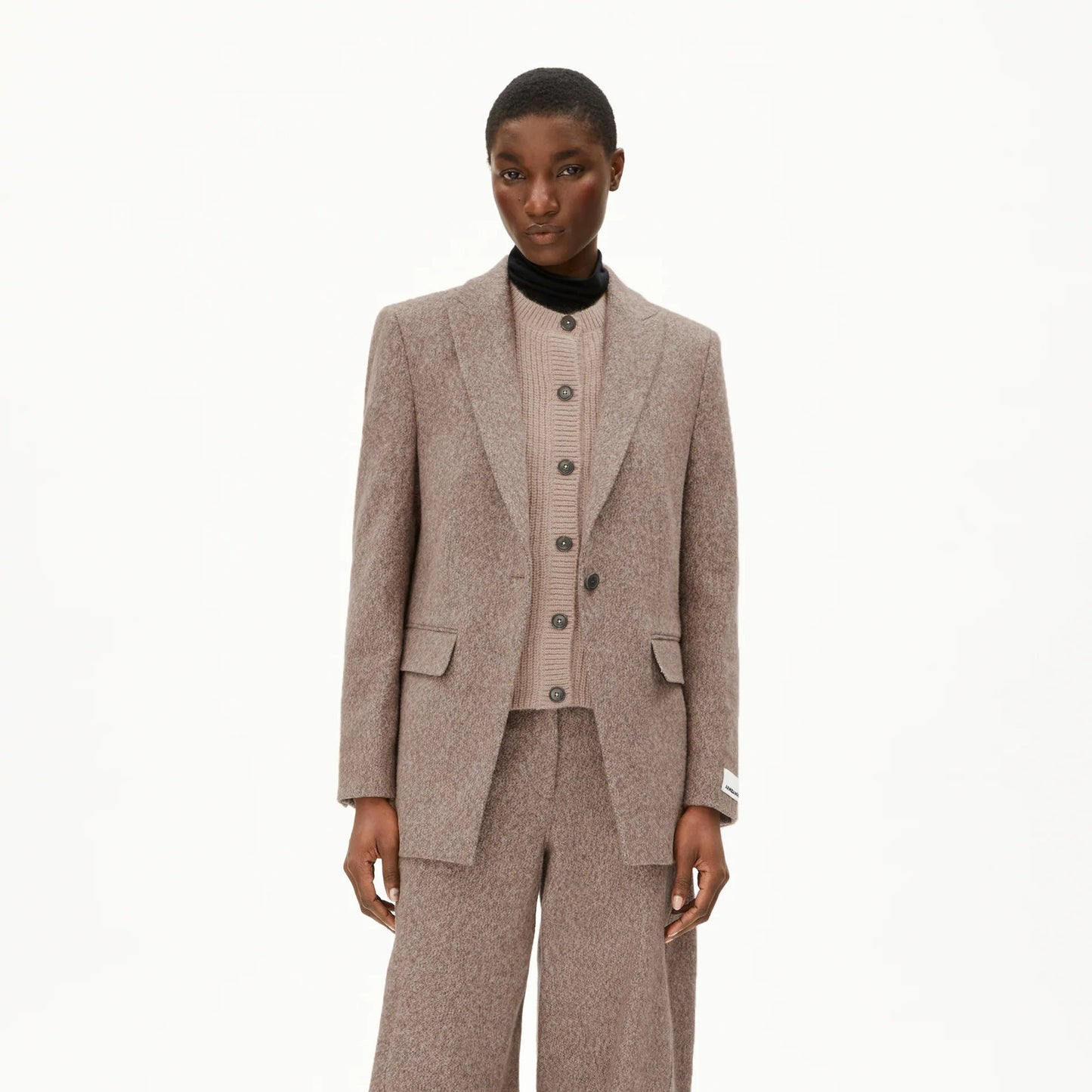 Mikulaa Tweed Woven Blazer - Pure/Walnut Cream