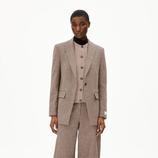 Mikulaa Tweed Woven Blazer - Pure/Walnut Cream