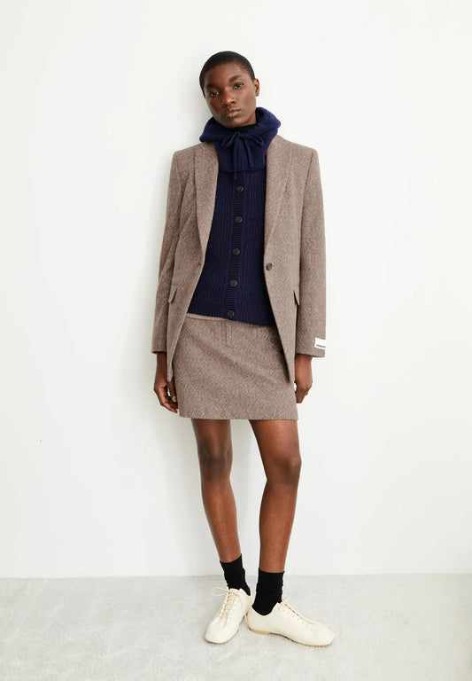 Hannaahla Tweed Woven Skirt - Pure/Walnut Cream
