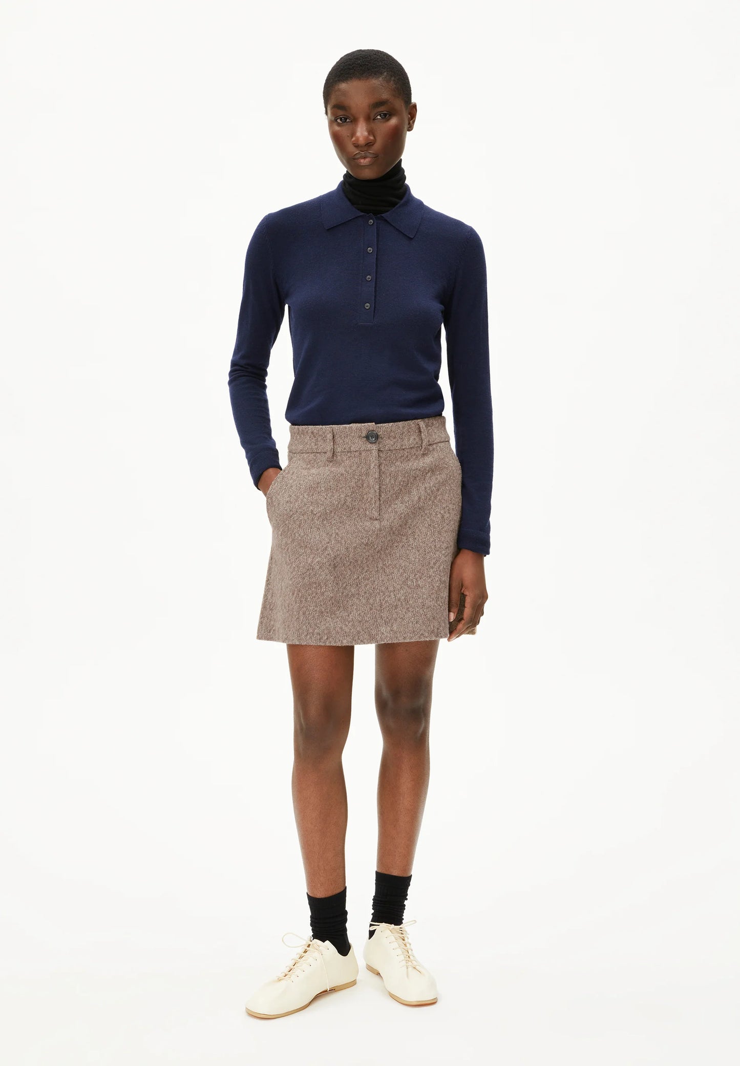 Hannaahla Tweed Woven Skirt - Pure/Walnut Cream