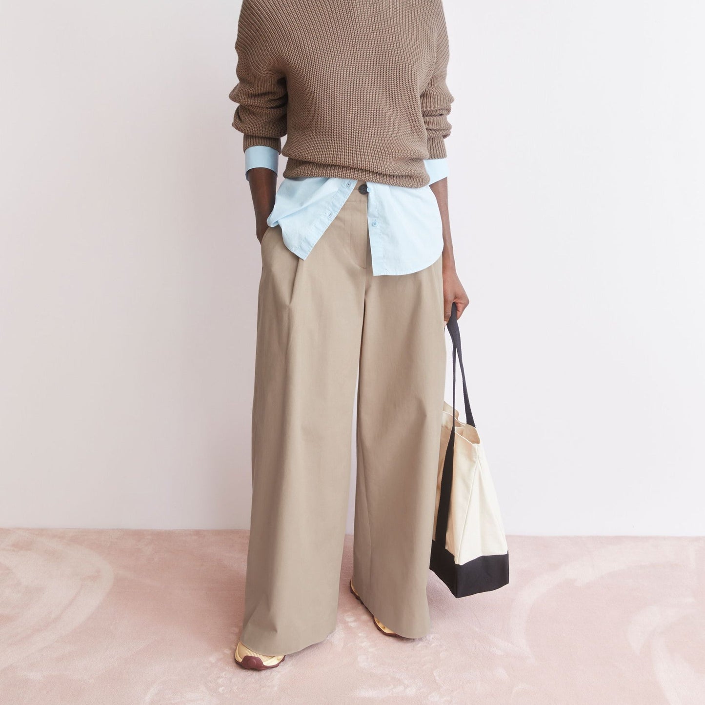 Wide Chino Twill Pants - True Camel