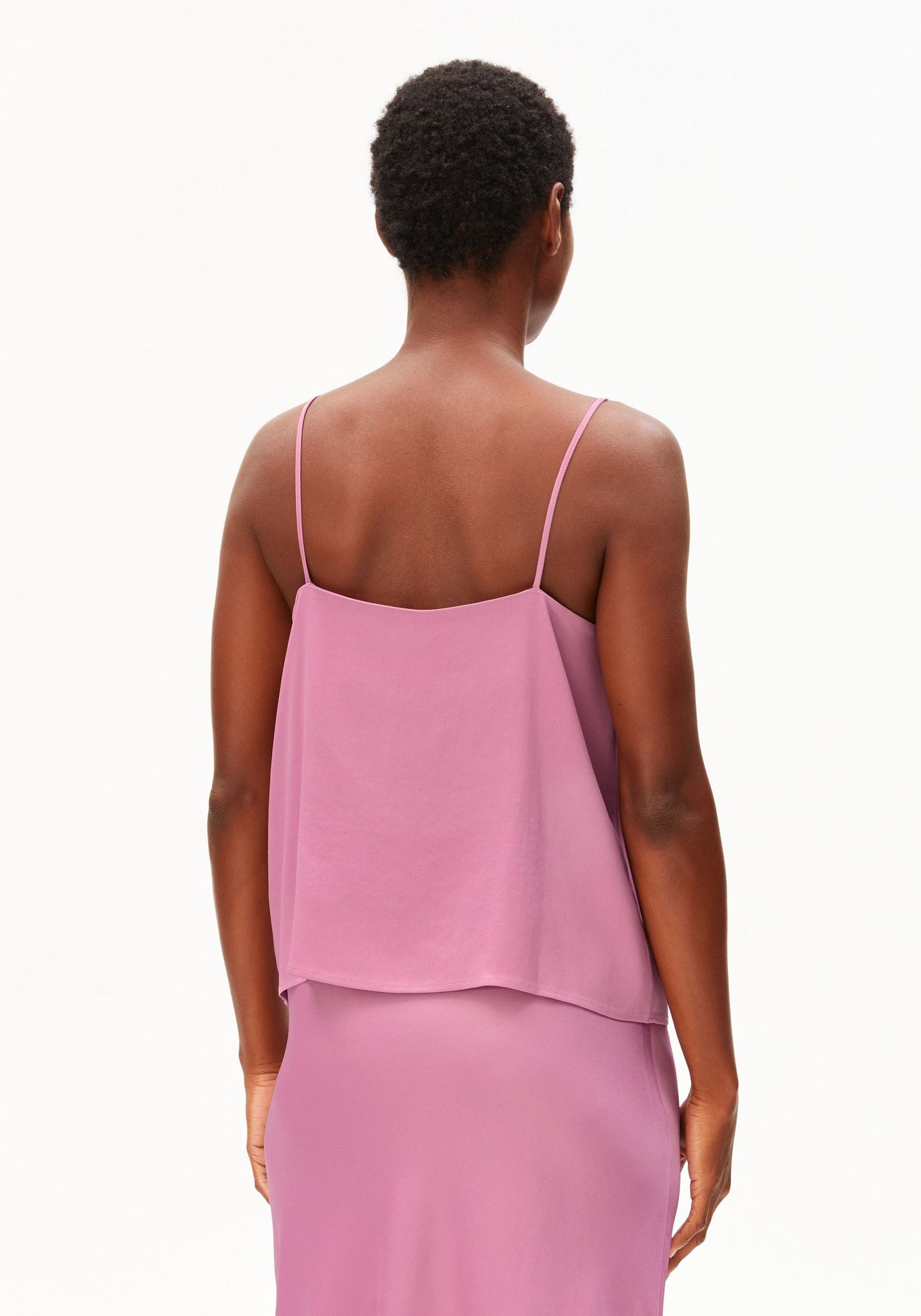 Satin Spaghetti Strap Top - Washed Berry