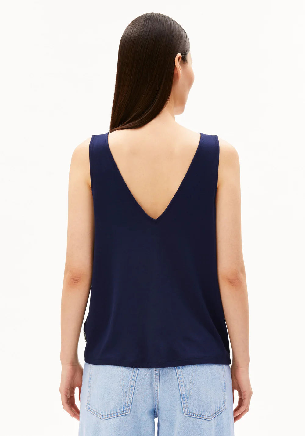 V-Neck Jersey Top - Tinted Navy