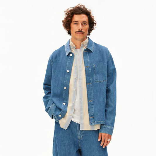 Linen Blend Denim Shirt / Jacket - Sea Salt