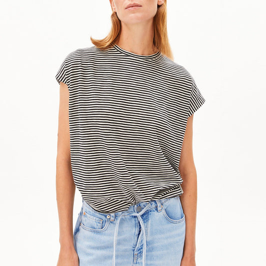 Slub Jersey Stripe T-Shirt - Black/Oatmilk