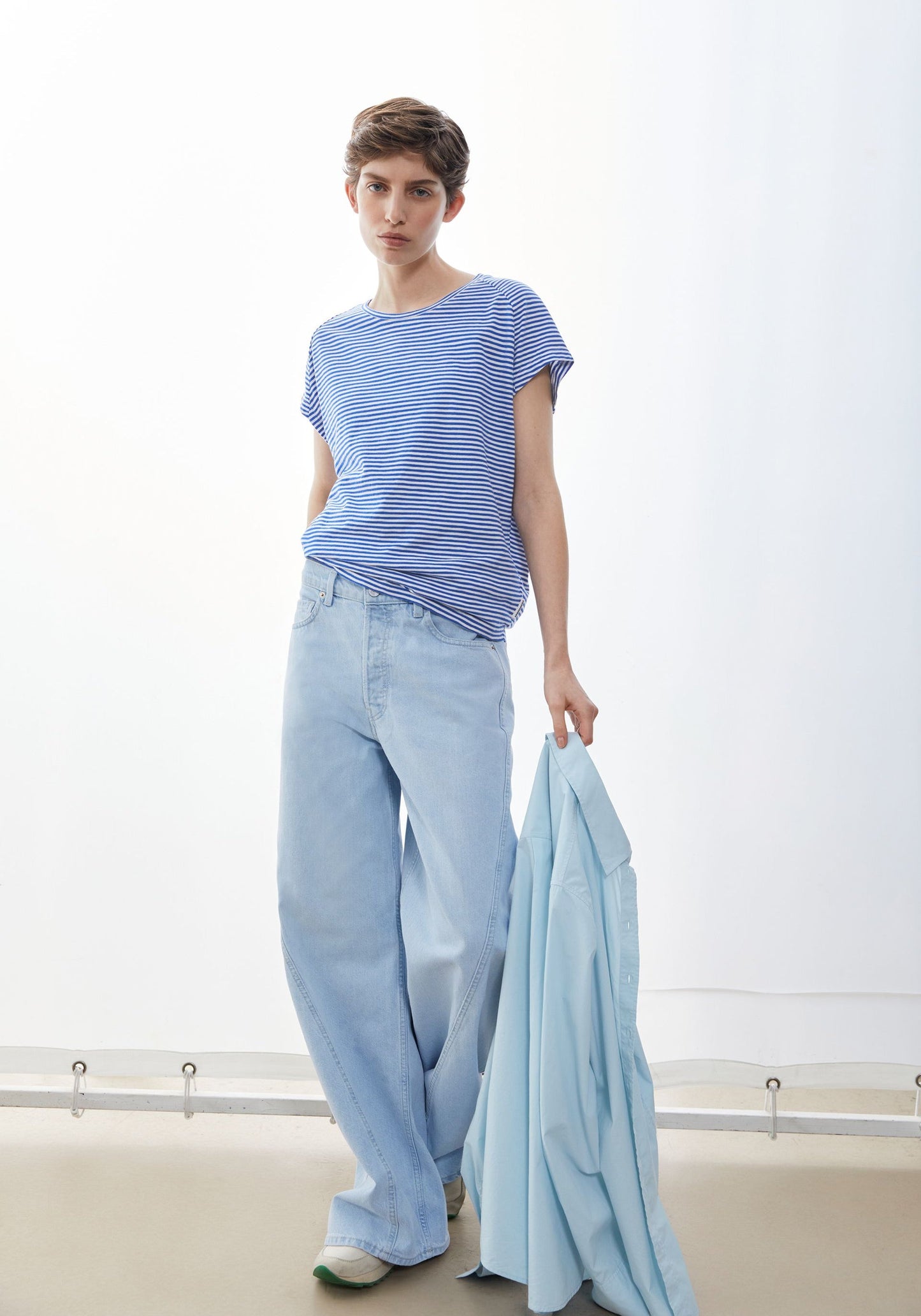 Slub Jersey Stripe T-Shirt - Oatmilk/Dynamo Blue