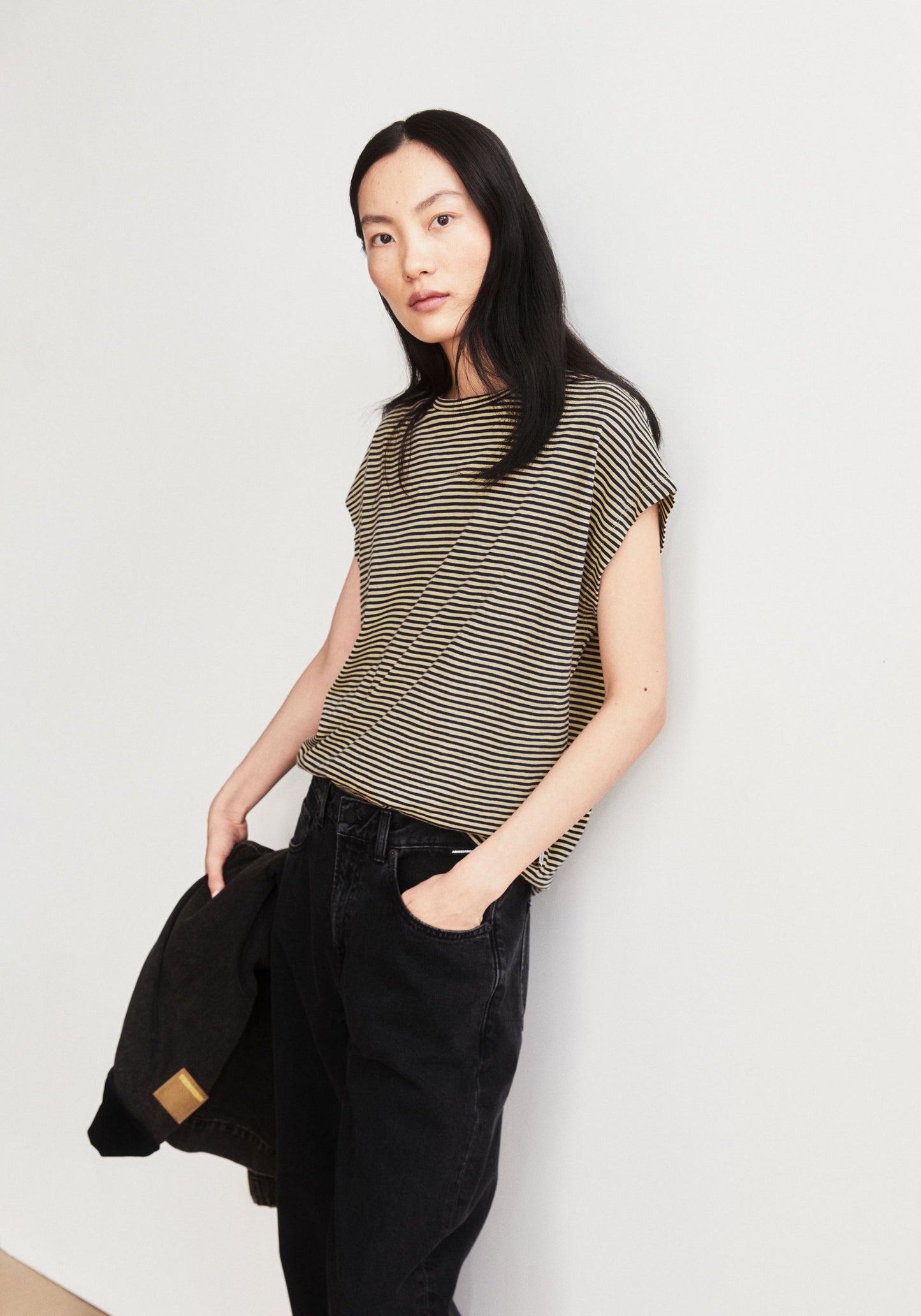 Slub Jersey Stripe T-Shirt - Tinted Navy/Golden Hay
