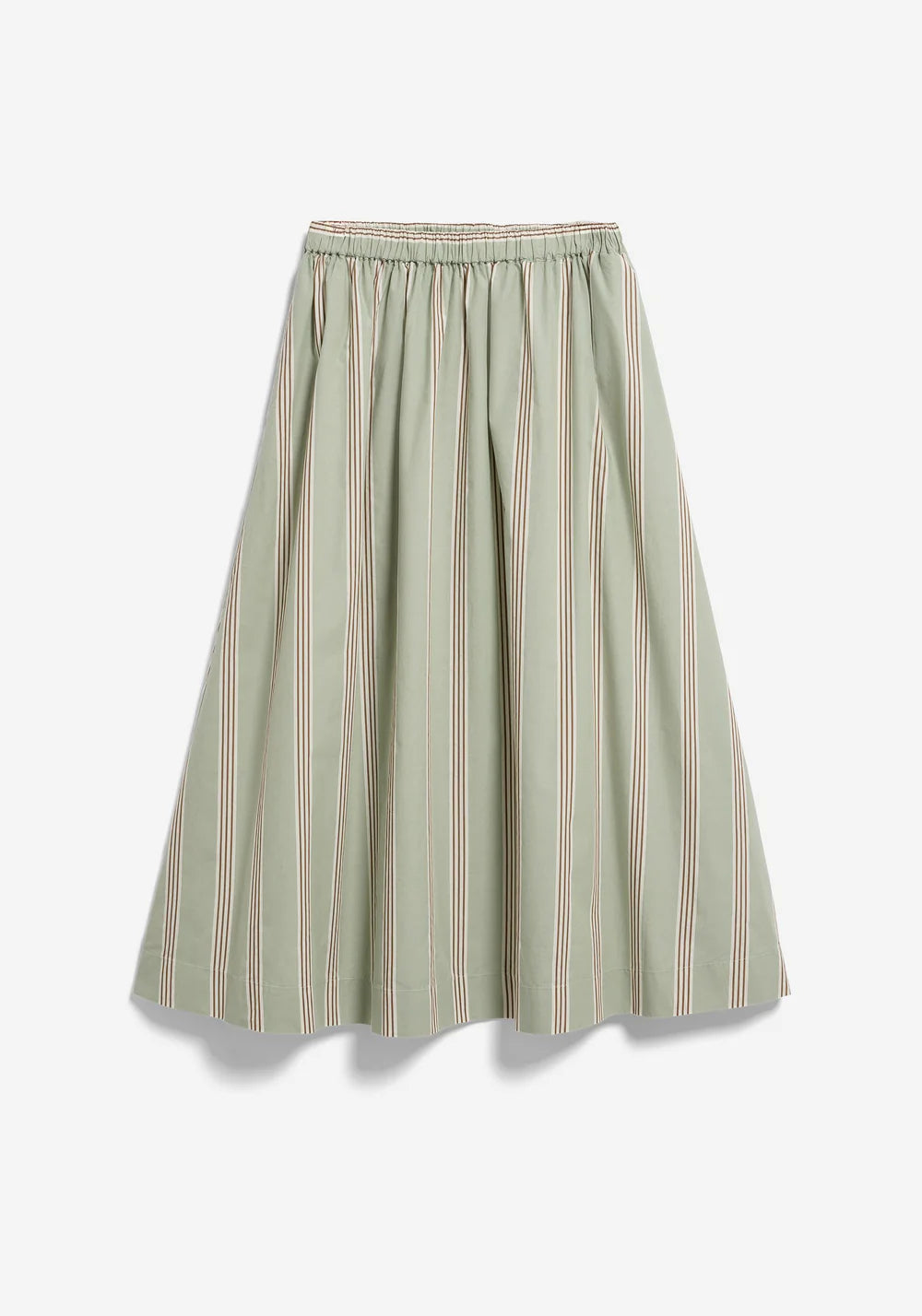 Striped A-line Midi Skirt - Oatmilk/Dried Palm