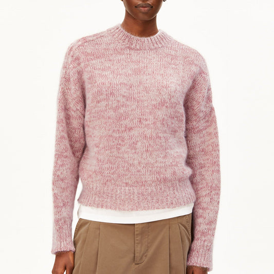 Mouliné Brushed Knit Sweater - Velvet Ember/Oatmilk