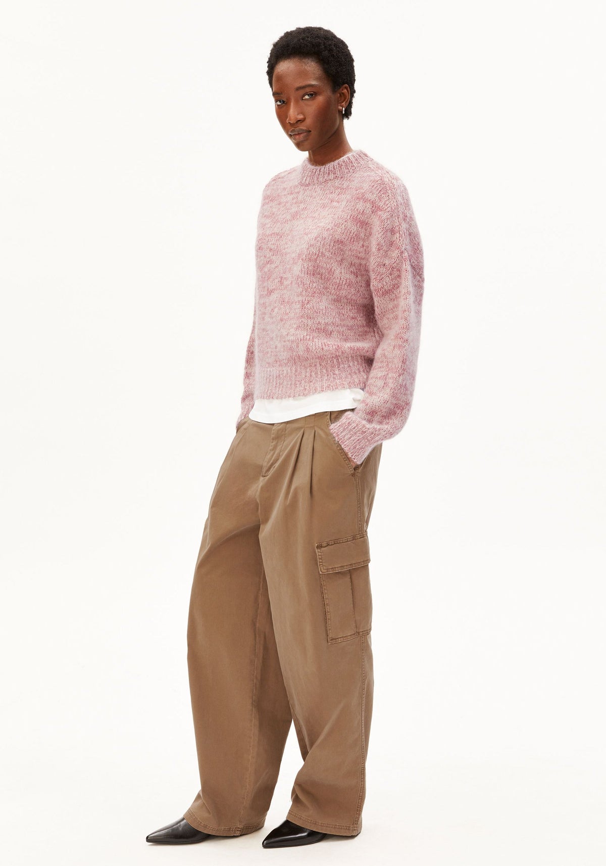 Mouliné Brushed Knit Sweater - Velvet Ember/Oatmilk