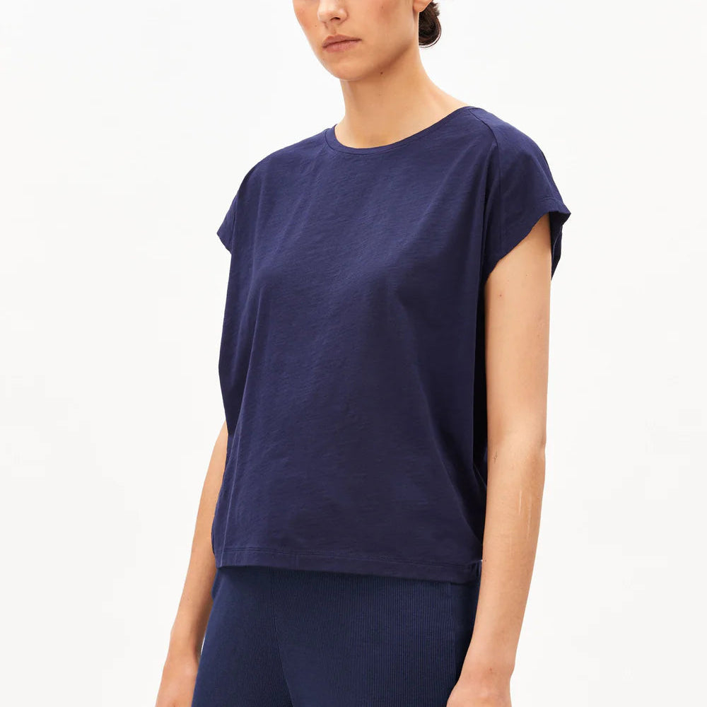 LAST ONE IN XL - Slub Jersey Stripe T-Shirt - Tinted Navy