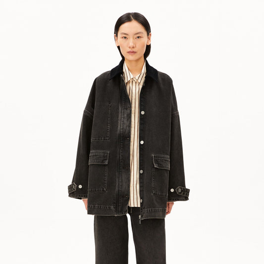 Cord Collar Denim Jacket - Nutmeg