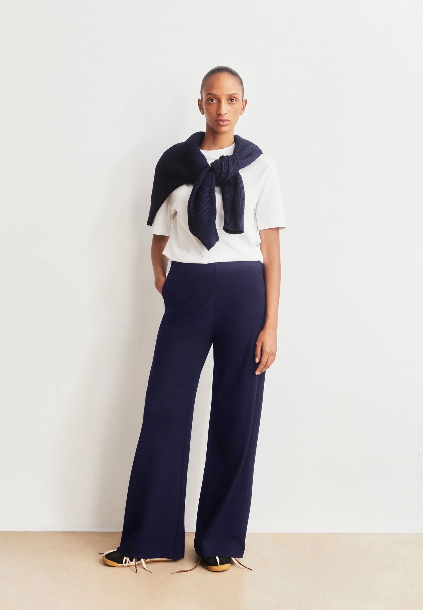 Jerseu Wide Leg Pants -  Tinted Navy