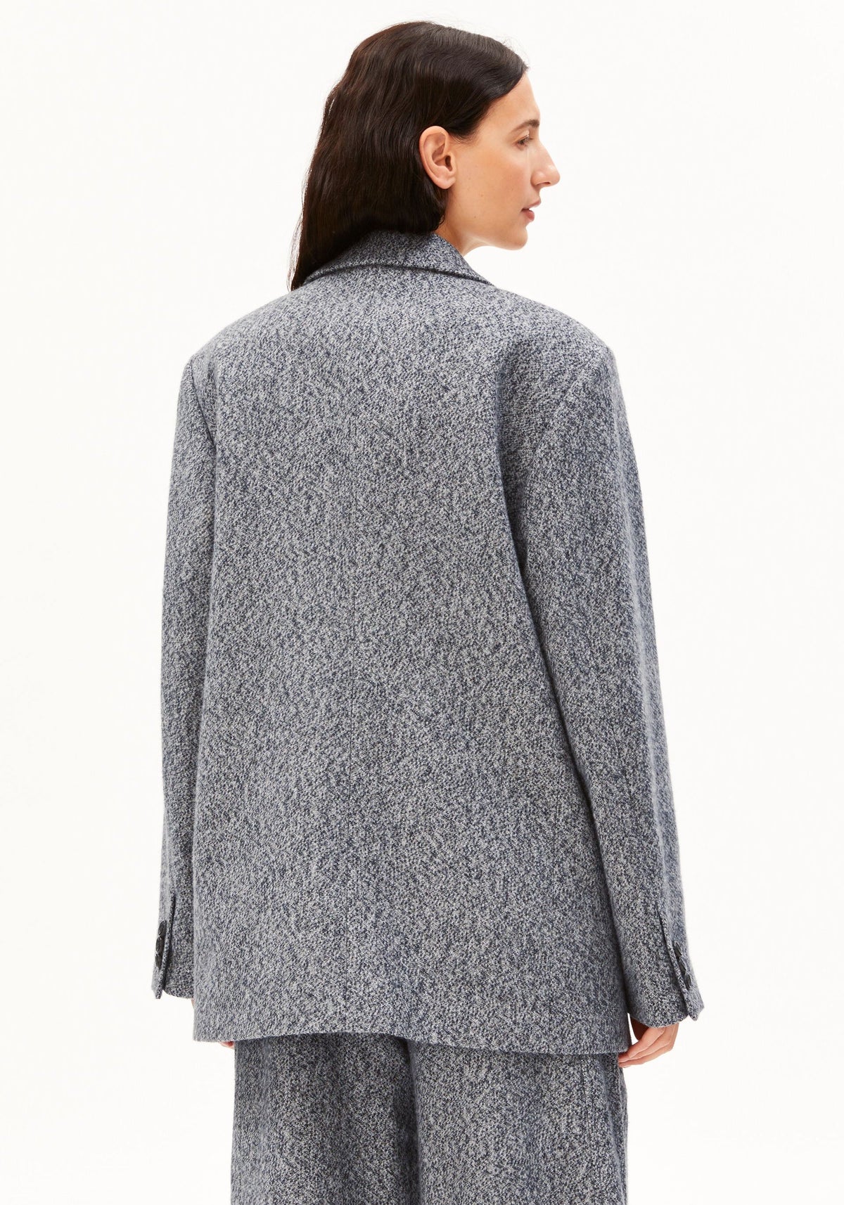 Tweed Oversized Blazer - Mid Grey Melange/Oatmilk