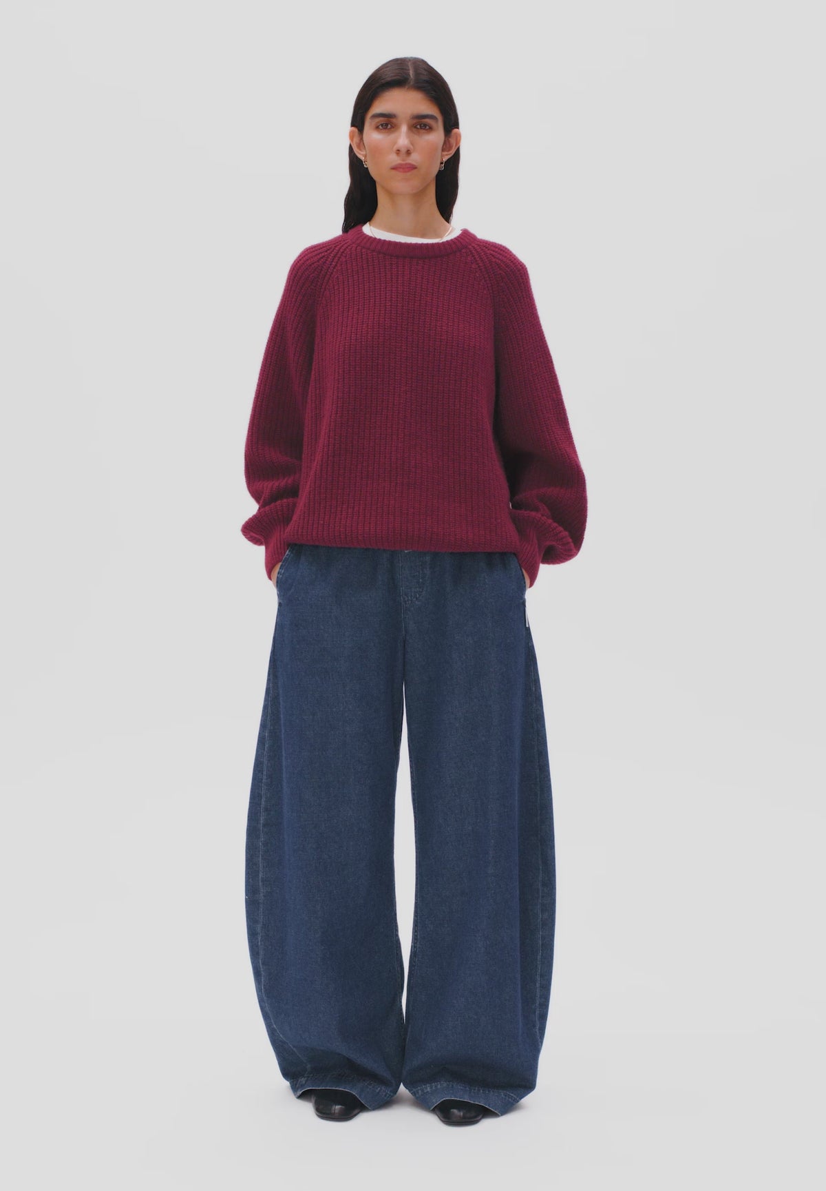 Rib Knit Sweater - Velvet Red