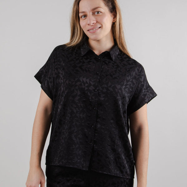 LAST ONE in M - Jacquard Aloha Shirt  - Black