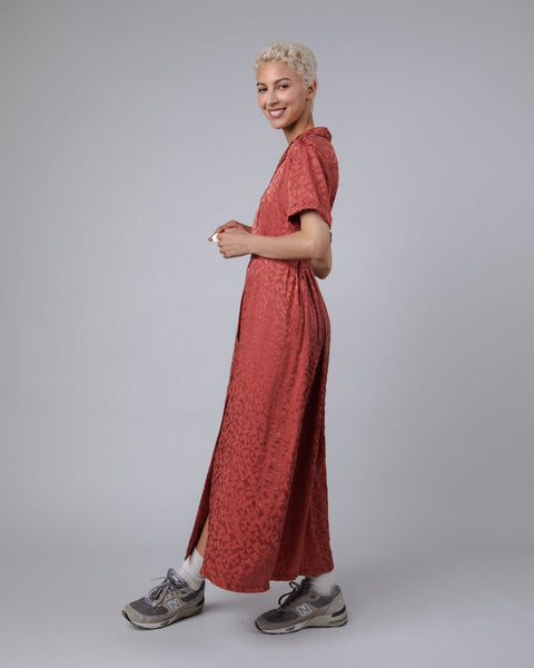 Jacquard Long Dress - Garnet