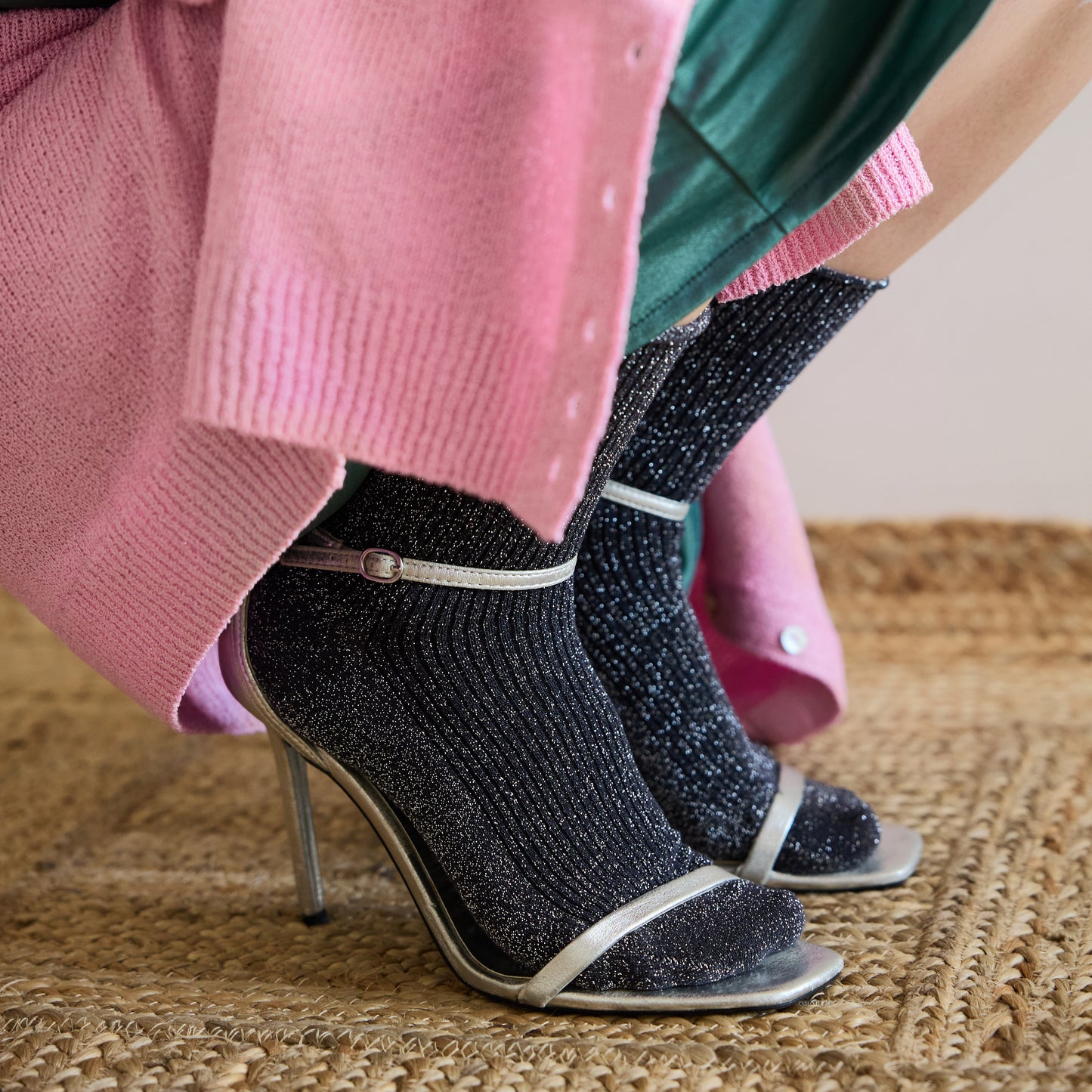 Glitter Lurex Socks - Grey