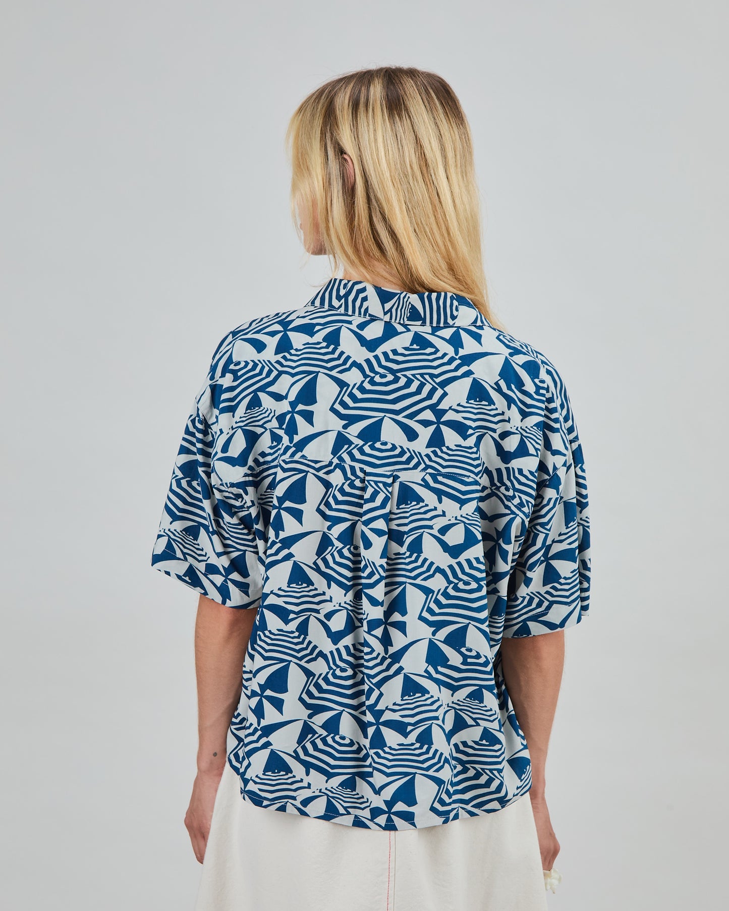Sombrilla Oversized Cropped Blouse - Blue