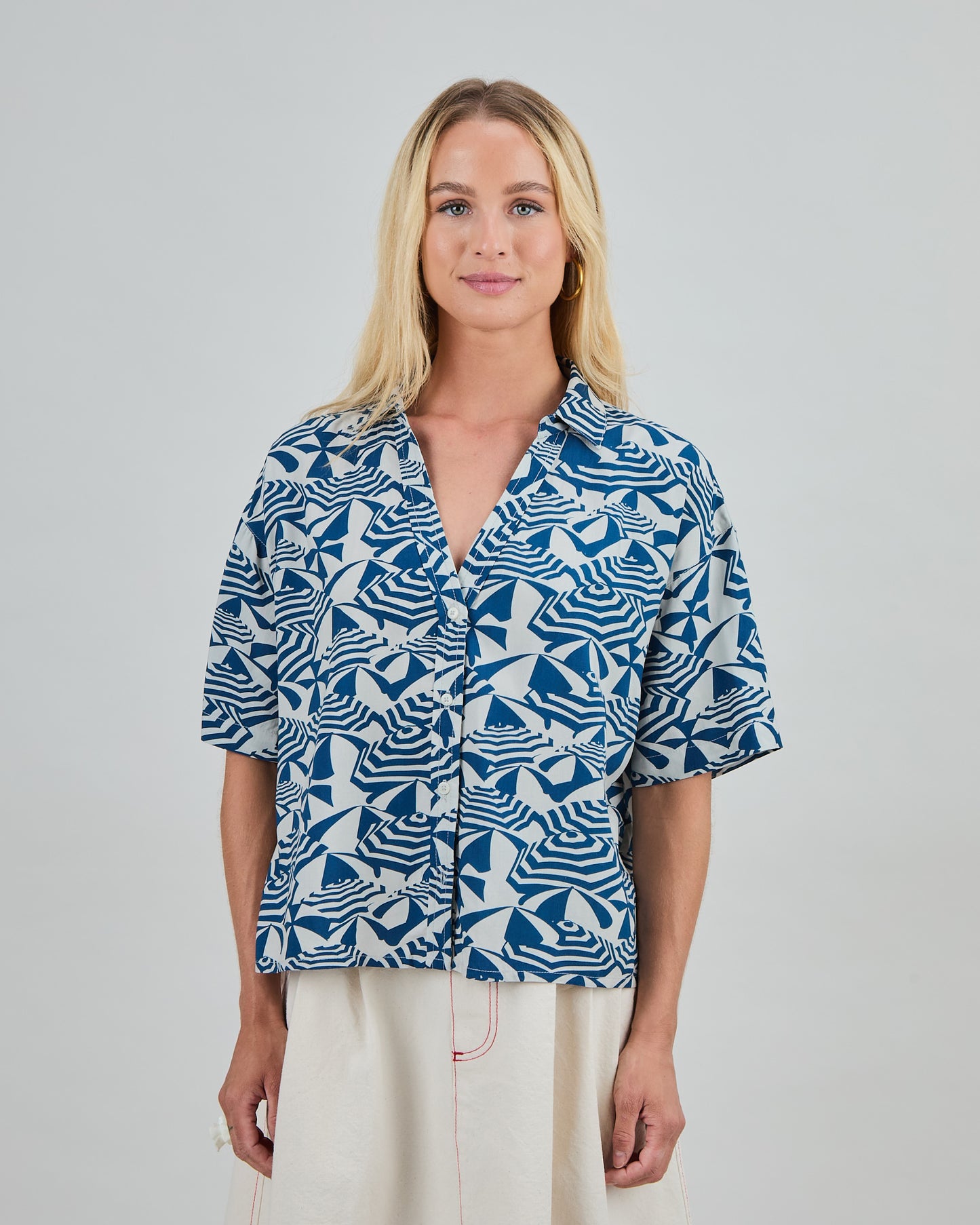 Sombrilla Oversized Cropped Blouse - Blue